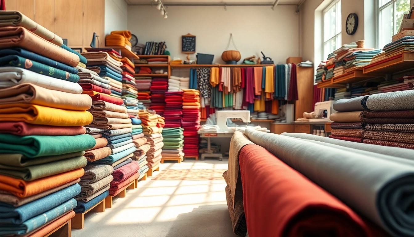 Ontdek katoenen canvasstof in een kleurrijke textielwinkel met diverse patronen.