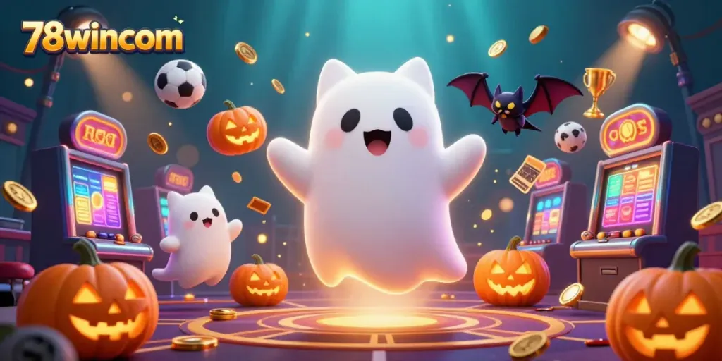Engage with the thrilling world of 78wincom casino featuring a ghost cat and dynamic gaming elements.
