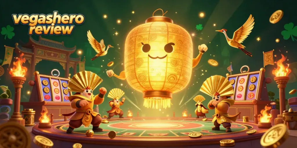 Engage with the stunning vegashero review illustration, showcasing vibrant characters and dynamic casino elements.