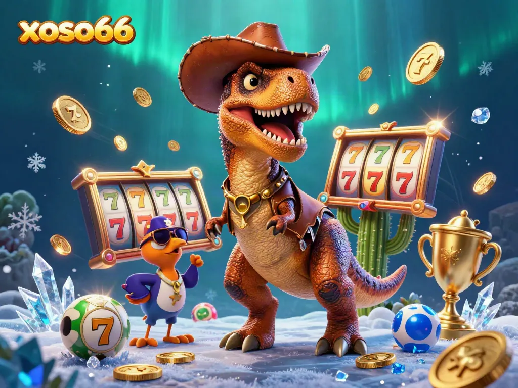 Win big with xoso66 in this vibrant 3D casino gaming illustration showcasing luck and excitement.