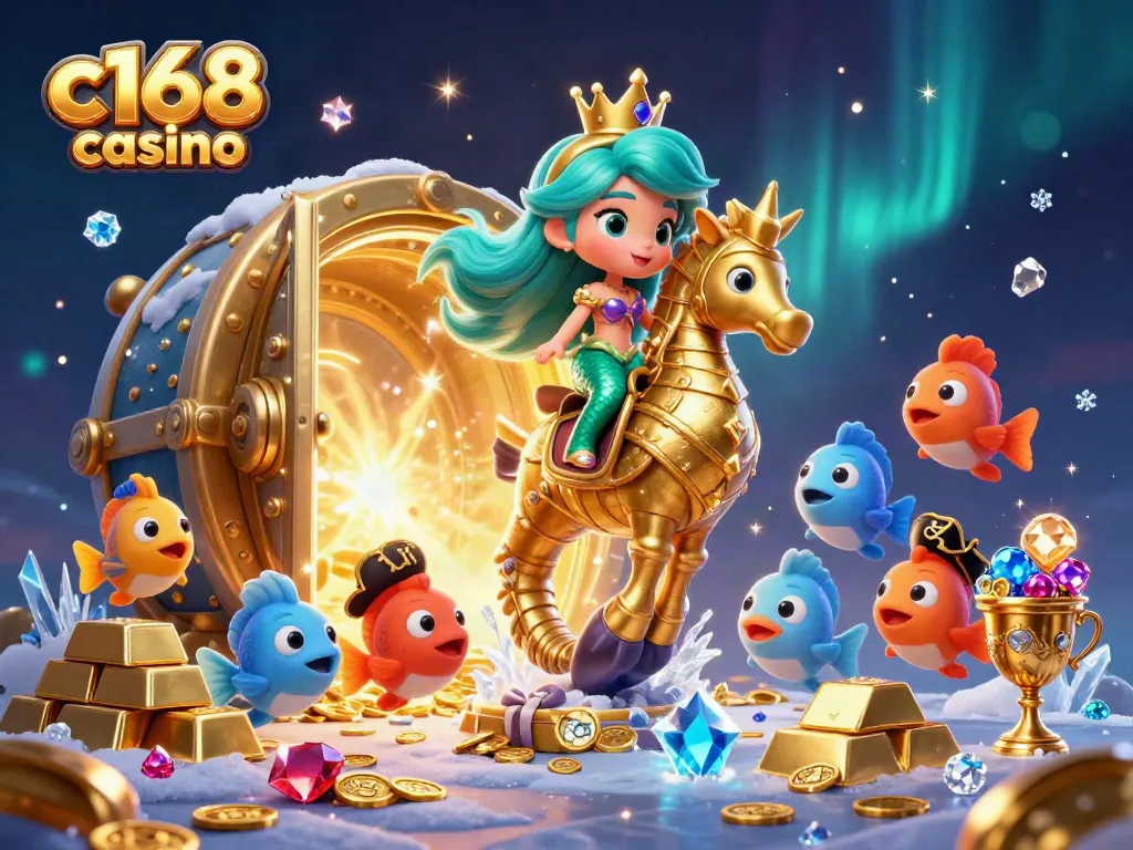 Engage with the vibrant scene of c168 casino featuring a mermaid princess and her treasure-filled adventure.