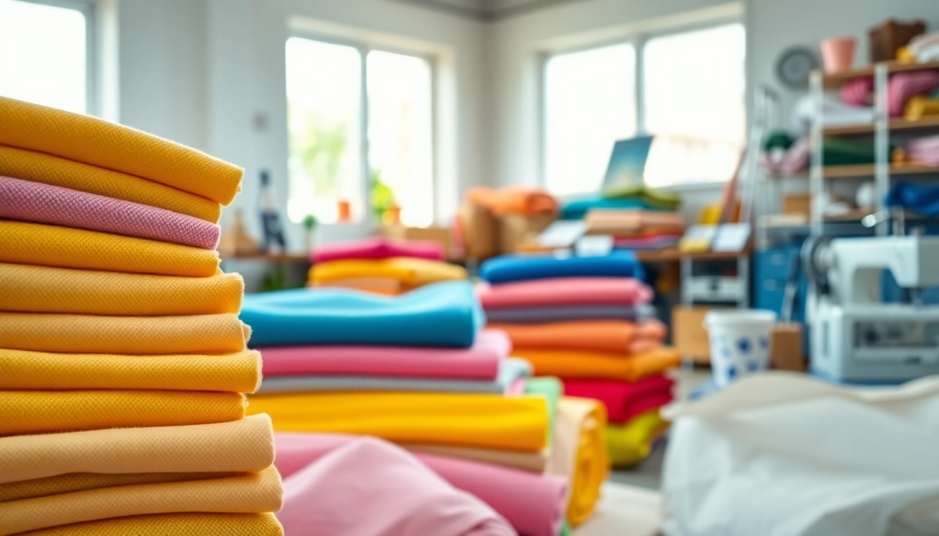 Bekijk goedkope katoen in een levendige textielwerkplaats, vol kleuren en texturen.