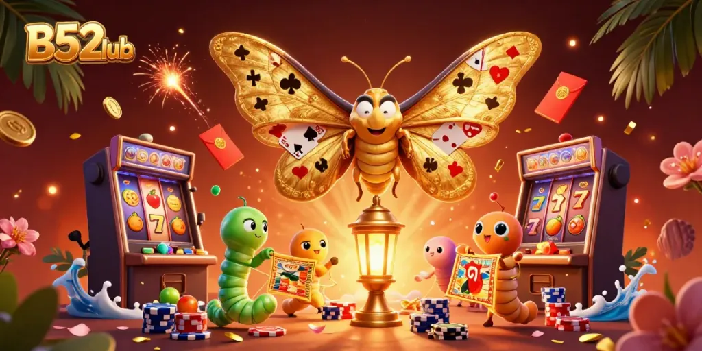 Engage with B52club’s thrilling gaming experience featuring vibrant slots and majestic moths.