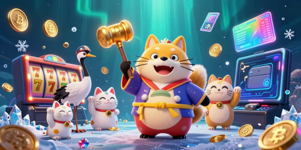 Experience exciting gameplay at SC 88 with a cheerful tanuki celebrating a jackpot in a vibrant casino scene.