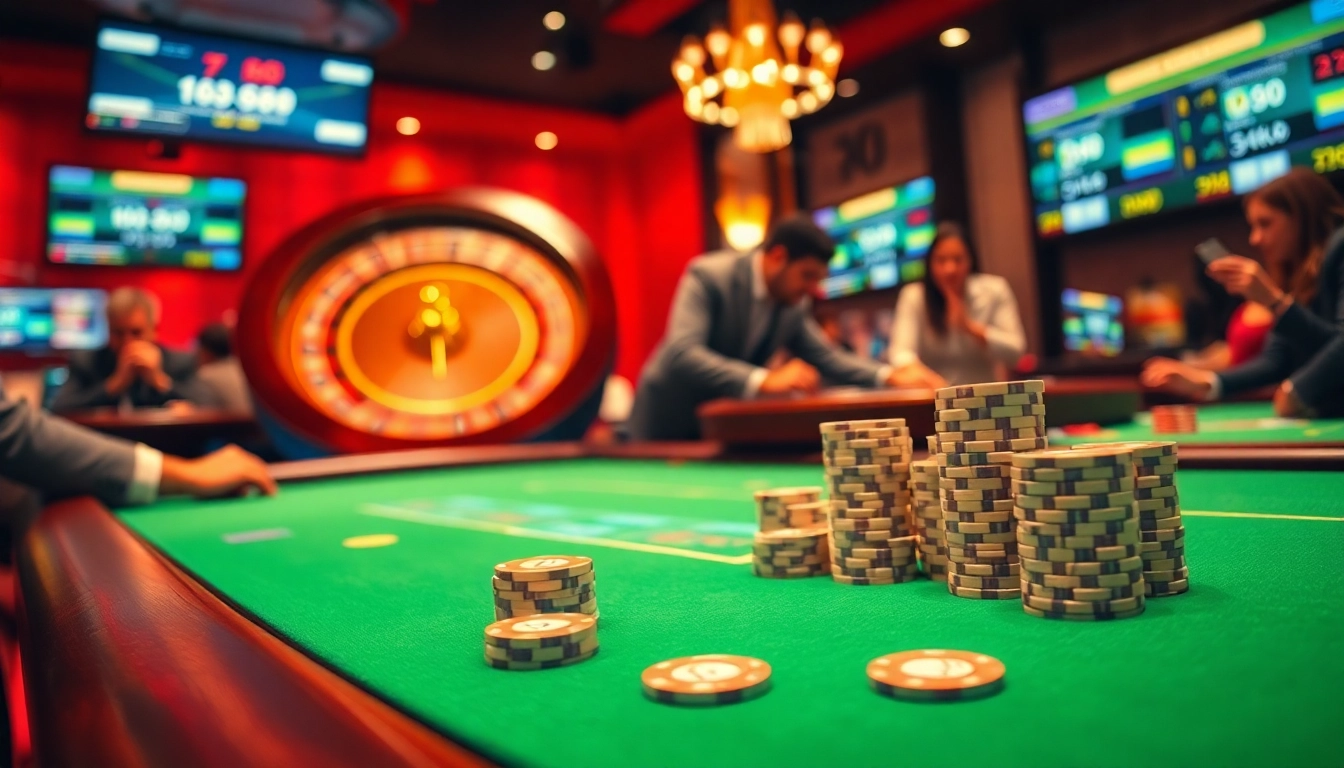 Experience the excitement of red88 casino gaming with vibrant poker tables and players strategizing.