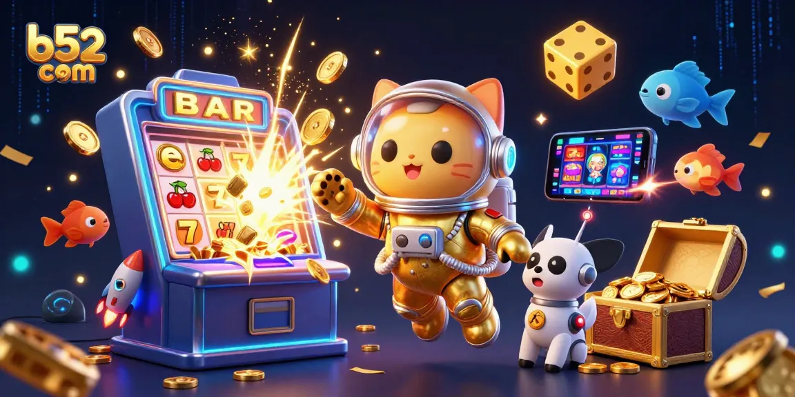 Engage with b52 com through exciting slot adventures featuring vibrant characters and dynamic casino elements.