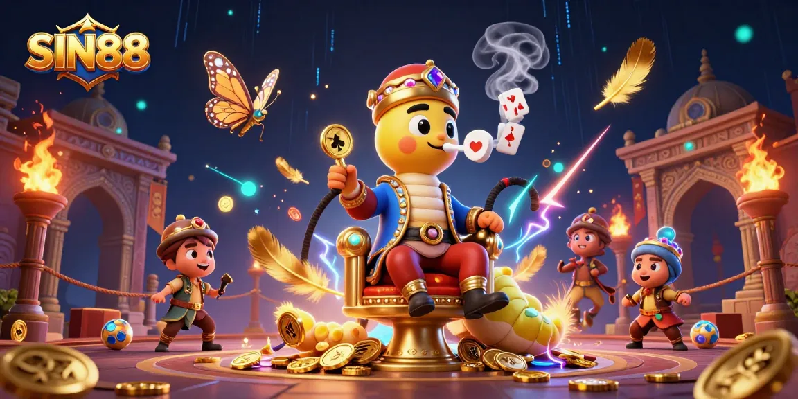 Experience thrilling gaming action at SIN88 with vibrant casino elements in a dynamic 3D illustration.