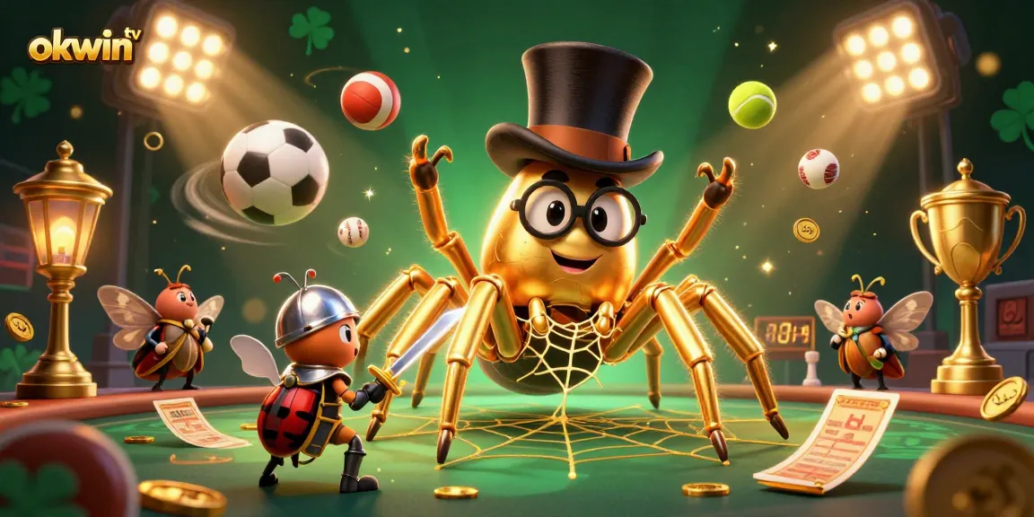 Engage with the dynamic world of okwin tv, featuring a golden tarantula and beetle knight in an animated casino scene.