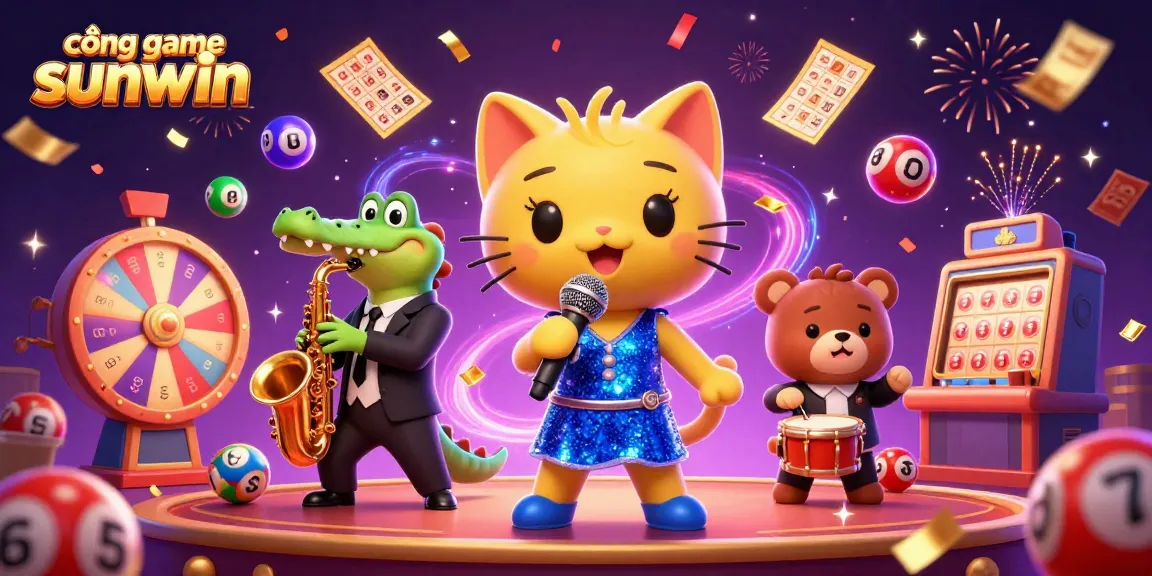Experience exciting wins at cổng game sunwin with vibrant casino-themed characters and dynamic game elements.