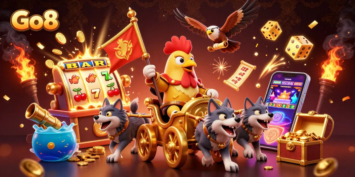 Experience exhilarating gameplay at Go8, where the golden warlord leads in a vibrant casino adventure.