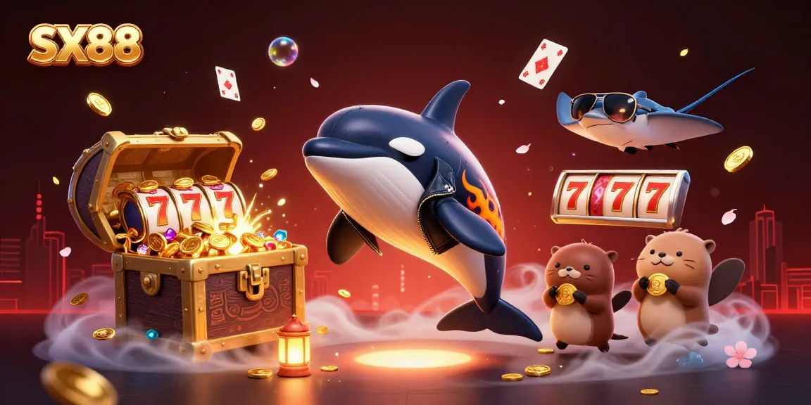 SX88 invigorates excitement in a vibrant 3D casino scene featuring sea life with gold coins.
